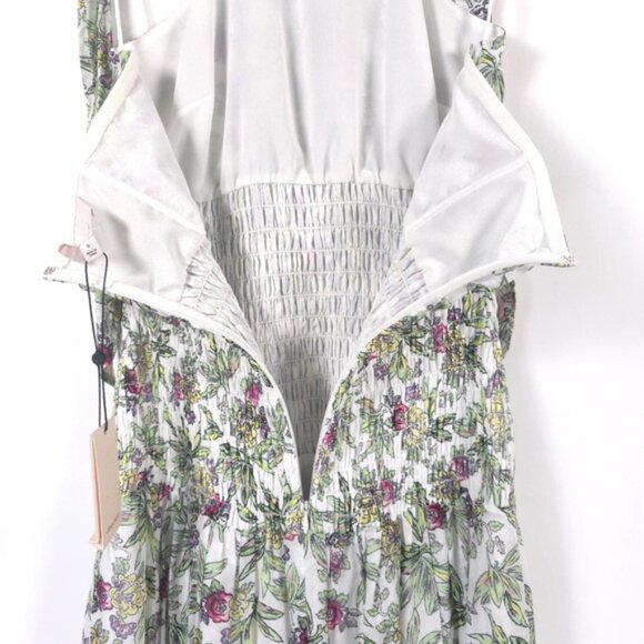 NWT cinq a sept SILK Blend Dover Halter Neck Midi Dress Smocked Waist Size 6 - Picture 12 of 16